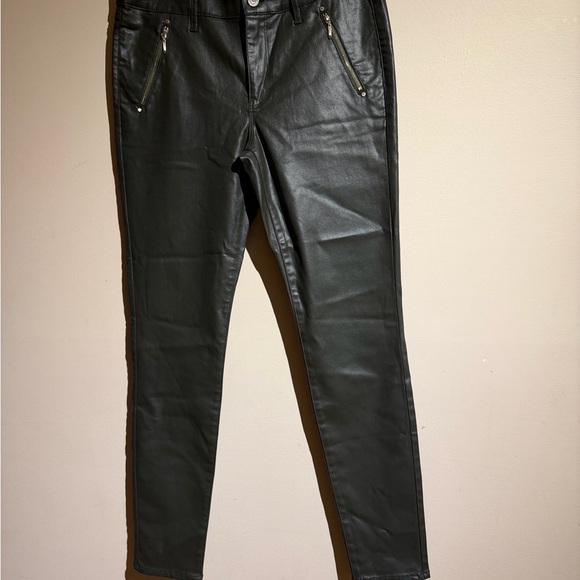 White House Black Market Dark Green Faux Leather Coated Pants - Picture 5 of 11